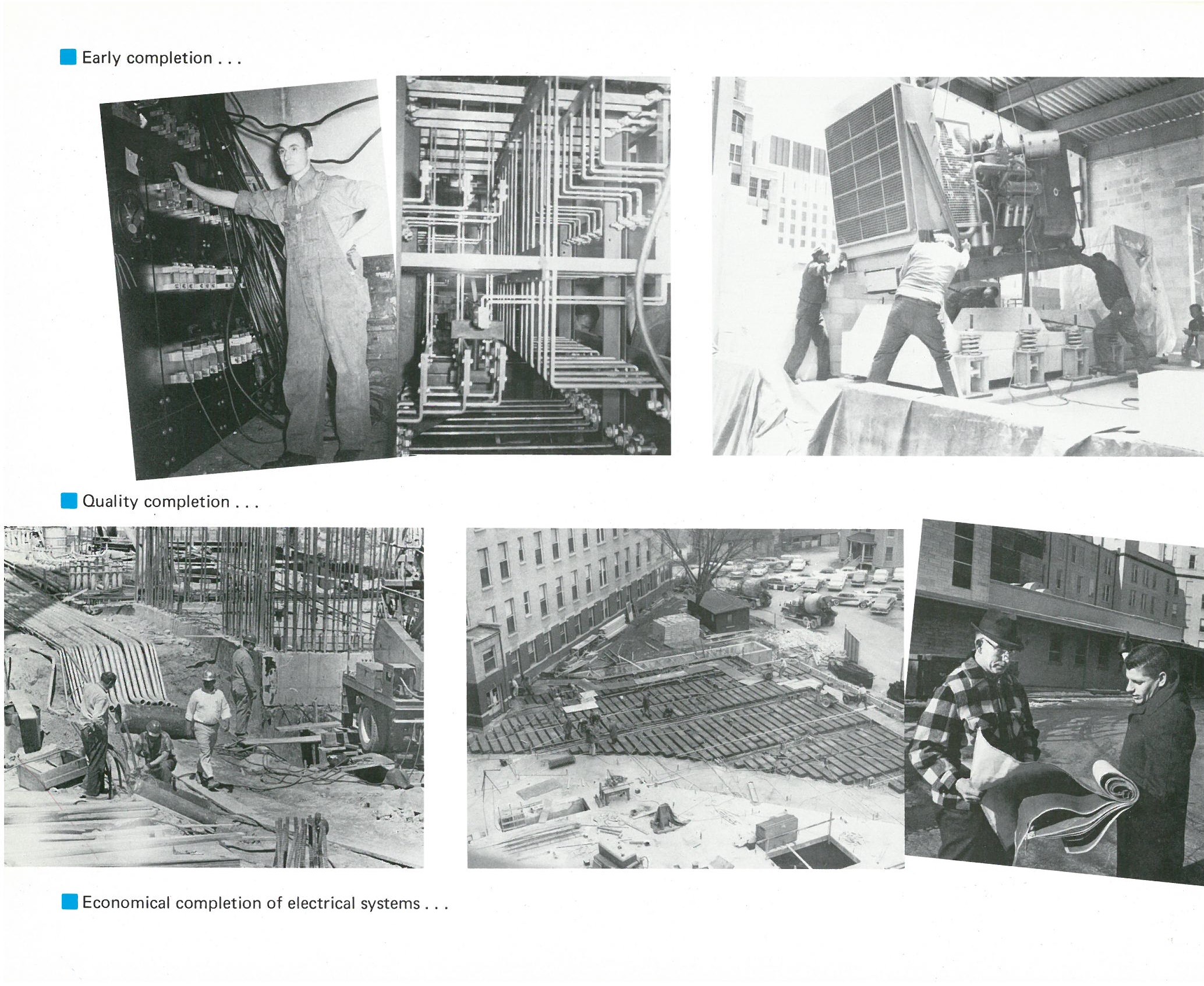 A series of photographs showing construction work in progress.
